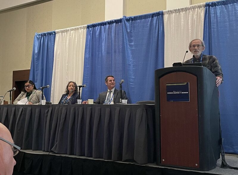Aristides Patrinos, PhD of New York University Langone Health leading a discussion about the origins and accomplishments of the Human Genome Project.
