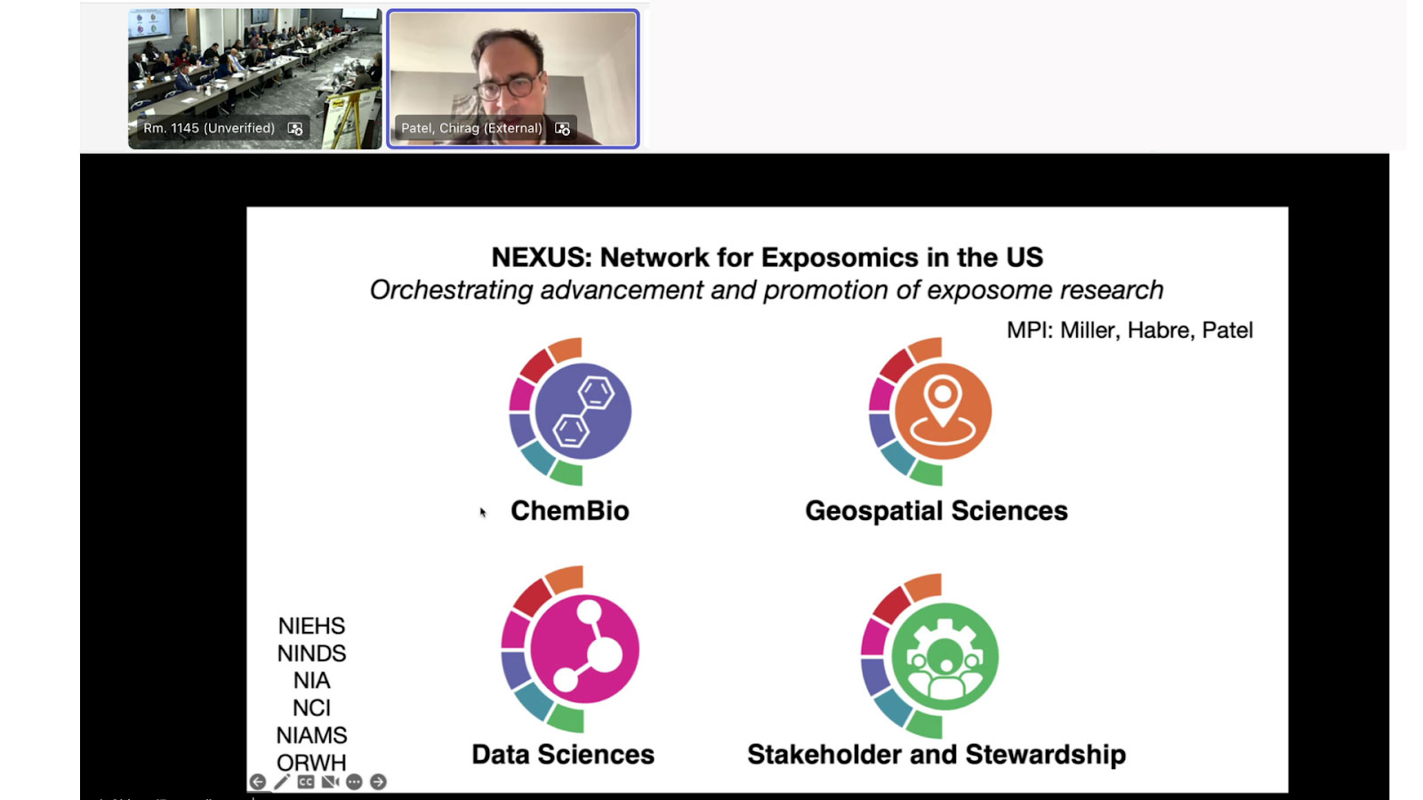 Dr. Chirag Patel discussing NEXUS  in his presentation “Learning the architecture of exposome -phenome association: what is an exposomic investigation?”