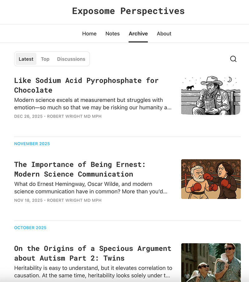 Exposomics Blog at Mount Sinai: &ldquo;Exposome Perspectives&rdquo; https://sinaiexposomics.substack.com/