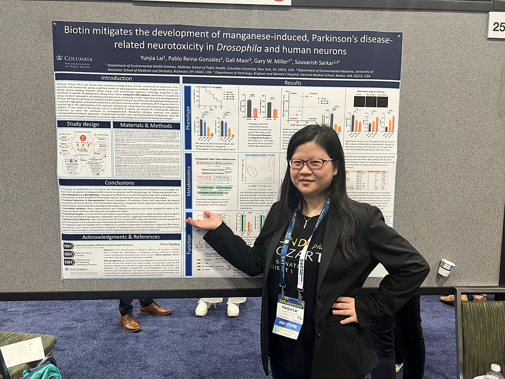 Yunjia Lai, PhD,  poster presentation at The Society of Toxicology (SOT) 2025 Annual Meeting titled &ldquo;Biotin mitigates the development of manganese-induced, Parkinson&rsquo;s disease-related neurotoxicity in Drosophila and human neurons.&rdquo;