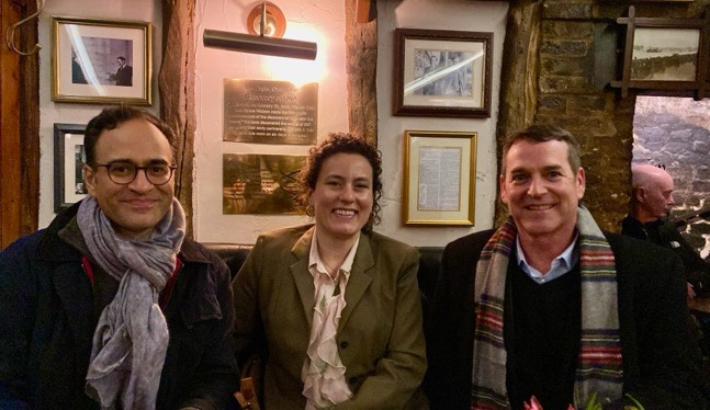 Chirag Patel, PhD , Rima Habre, ScD, and Gary Miller, PhD at the Eagle Pub.