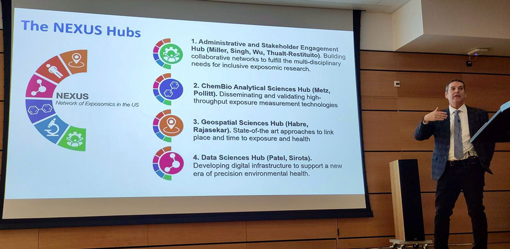 Gary Miller, PhD, Columbia Mailman School of Public Health, presenting at One Health and Exposome Day.